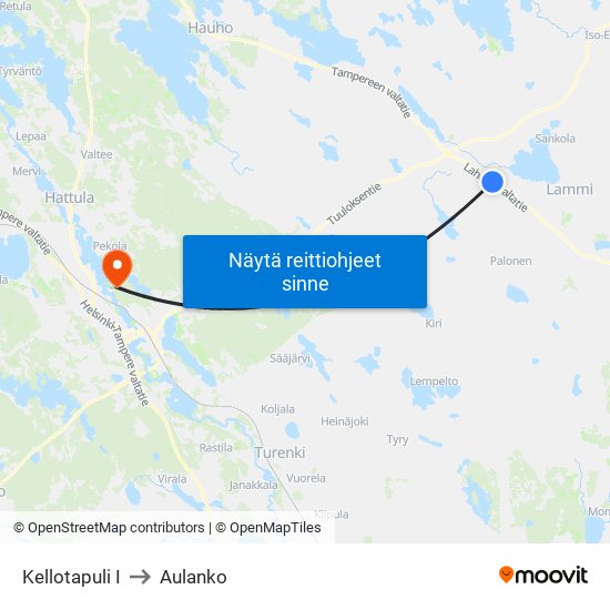 Kellotapuli I to Aulanko map