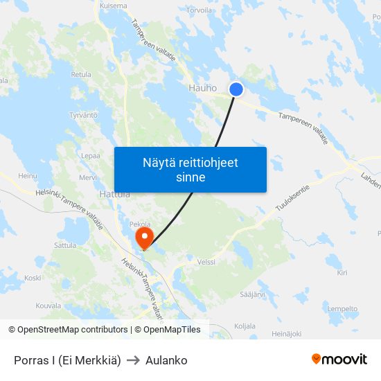 Porras I (Ei Merkkiä) to Aulanko map