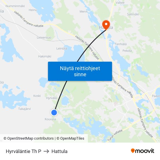 Hyrväläntie Th P to Hattula map