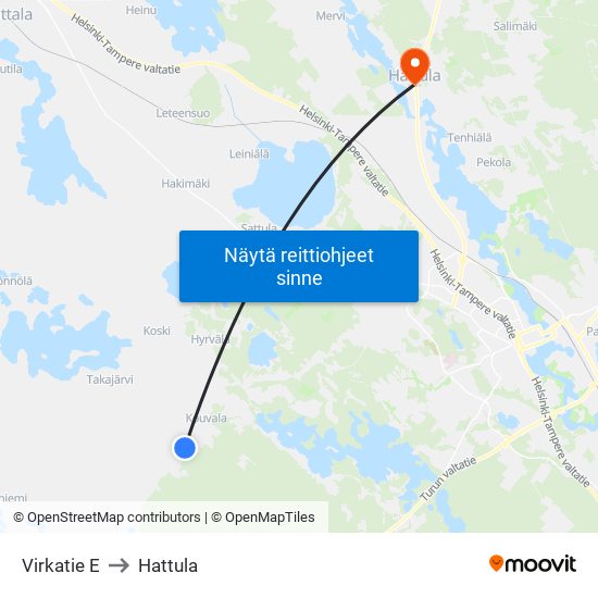 Virkatie E to Hattula map