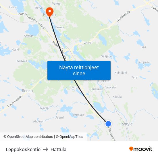 Leppäkoskentie to Hattula map