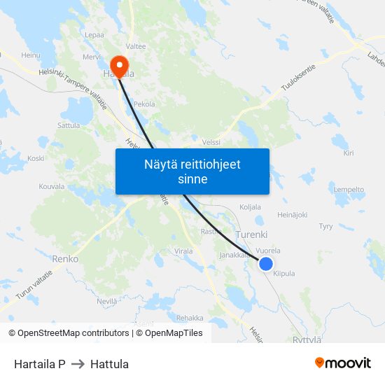Hartaila P to Hattula map