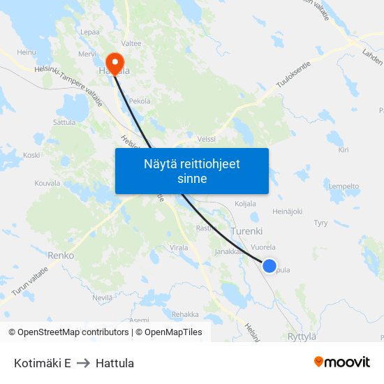 Kotimäki E to Hattula map