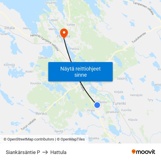 Siankärsäntie P to Hattula map