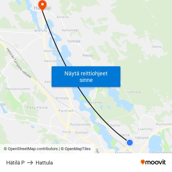 Hätilä P to Hattula map