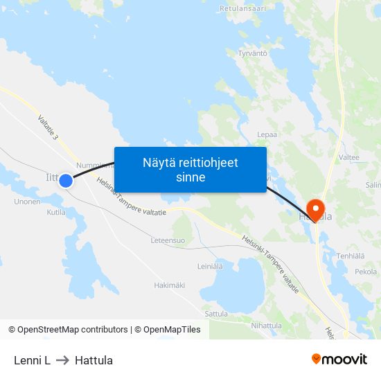 Lenni L to Hattula map