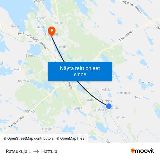 Ratsukuja L to Hattula map