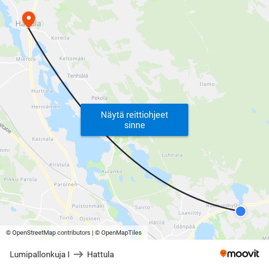 Lumipallonkuja I to Hattula map