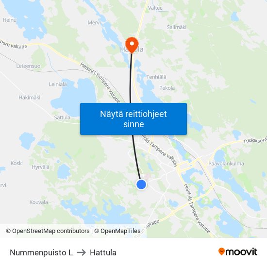 Nummenpuisto L to Hattula map