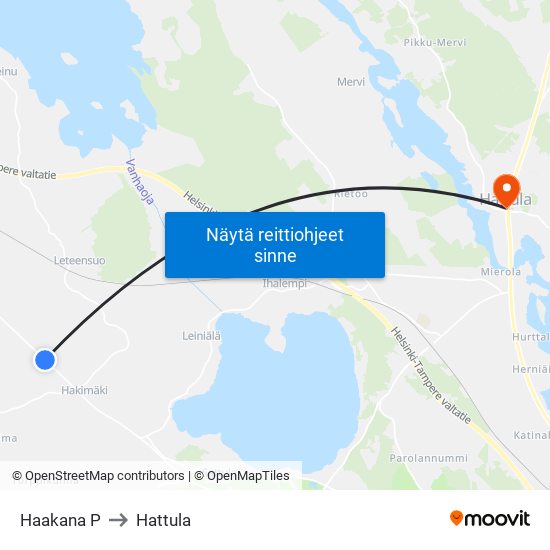 Haakana P to Hattula map