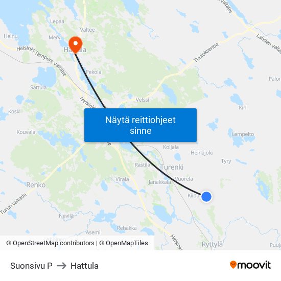 Suonsivu P to Hattula map