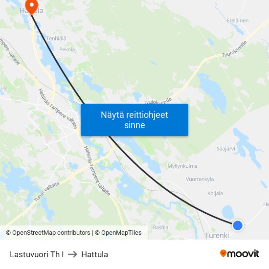 Lastuvuori Th I to Hattula map