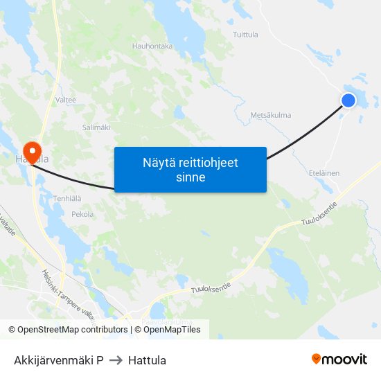Akkijärvenmäki P to Hattula map