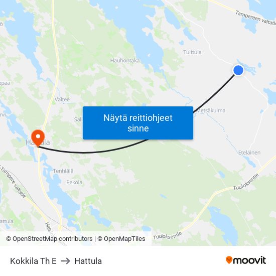 Kokkila Th E to Hattula map