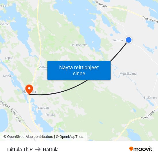 Tuittula Th P to Hattula map