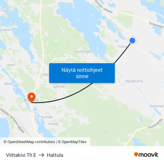 Viittakivi Th E to Hattula map