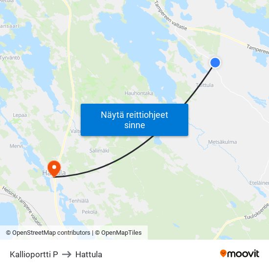 Kallioportti P to Hattula map