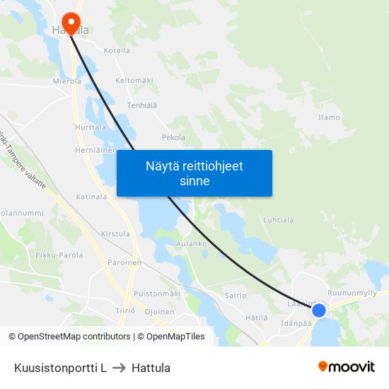 Kuusistonportti L to Hattula map