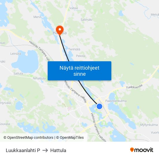 Luukkaanlahti P to Hattula map