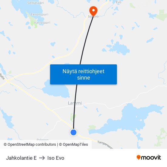 Jahkolantie E to Iso Evo map