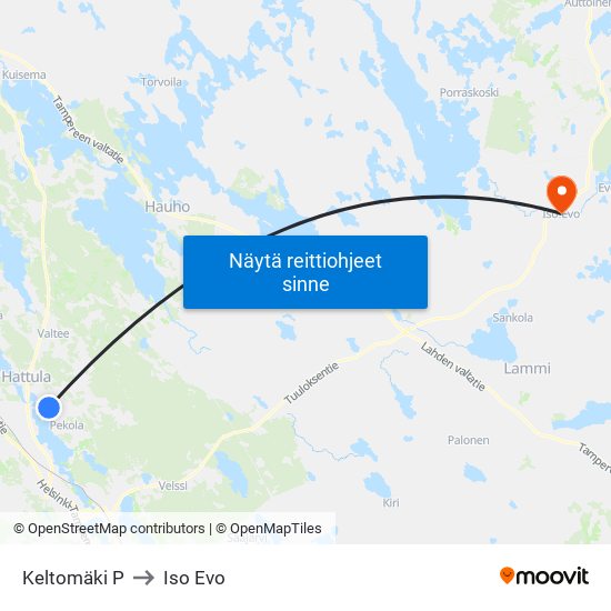 Keltomäki P to Iso Evo map