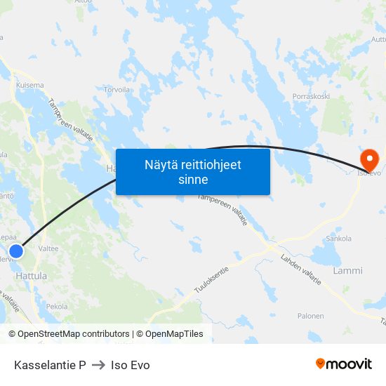 Kasselantie P to Iso Evo map