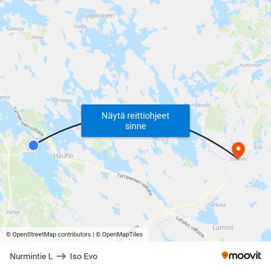 Nurmintie L to Iso Evo map