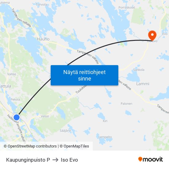 Kaupunginpuisto P to Iso Evo map