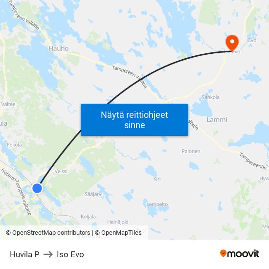 Huvila P to Iso Evo map