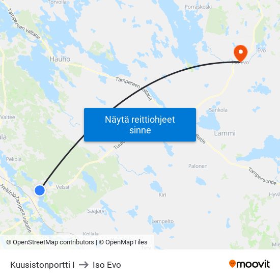 Kuusistonportti I to Iso Evo map