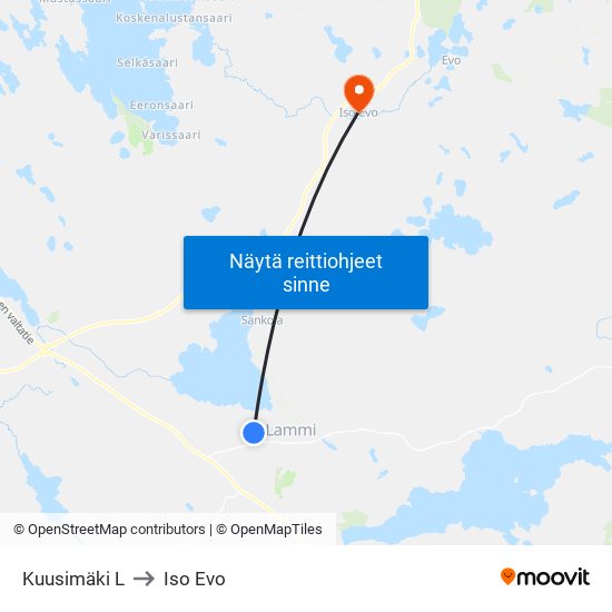 Kuusimäki L to Iso Evo map