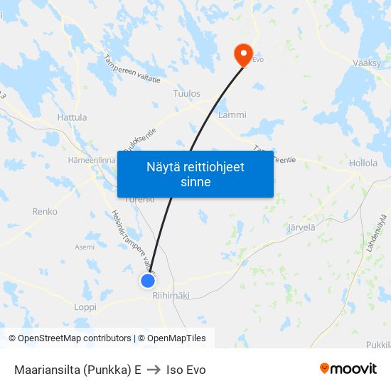 Maariansilta (Punkka)  E to Iso Evo map