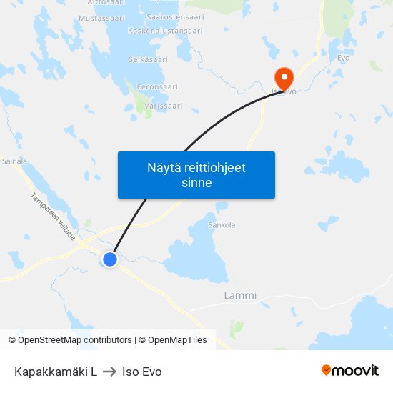 Kapakkamäki L to Iso Evo map