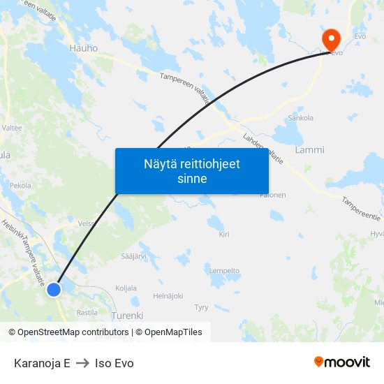 Karanoja E to Iso Evo map