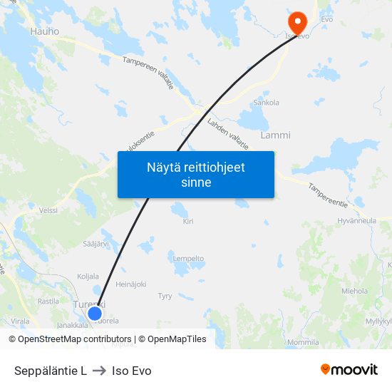 Seppäläntie L to Iso Evo map