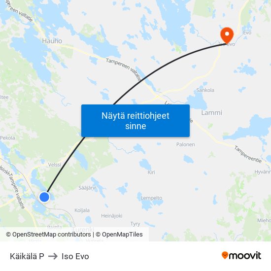 Käikälä P to Iso Evo map