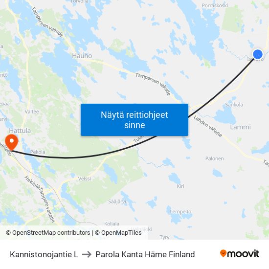 Kannistonojantie L to Parola Kanta Häme Finland map