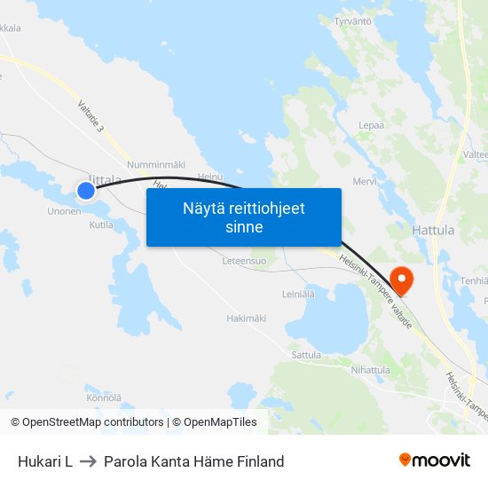 Hukari L to Parola Kanta Häme Finland map