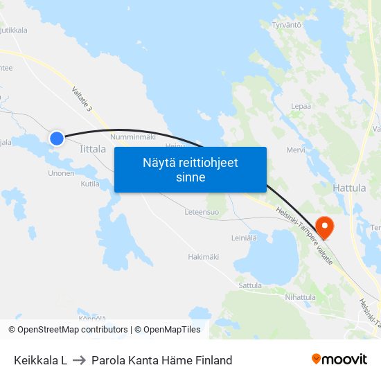 Keikkala L to Parola Kanta Häme Finland map