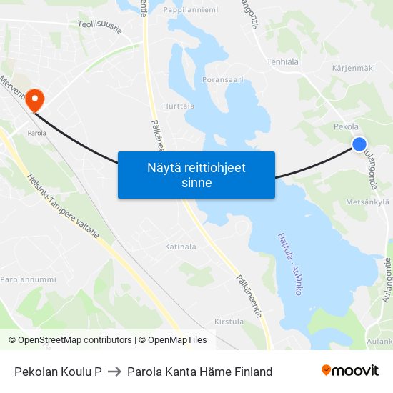 Pekolan Koulu P to Parola Kanta Häme Finland map