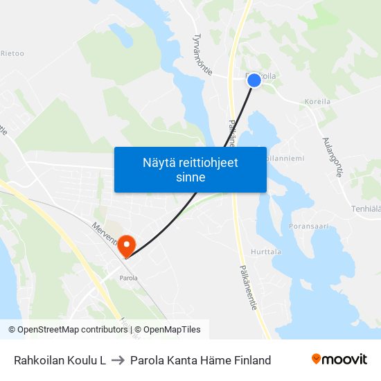 Rahkoilan Koulu L to Parola Kanta Häme Finland map