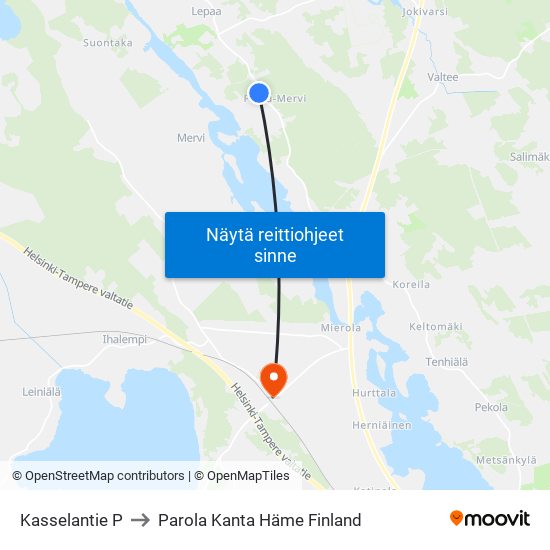 Kasselantie P to Parola Kanta Häme Finland map