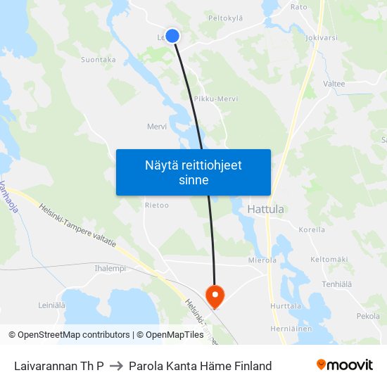 Laivarannan Th P to Parola Kanta Häme Finland map