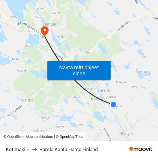 Kotimäki E to Parola Kanta Häme Finland map