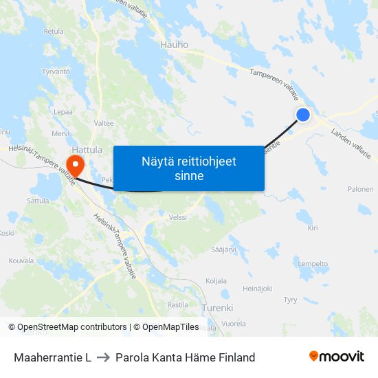 Maaherrantie L to Parola Kanta Häme Finland map