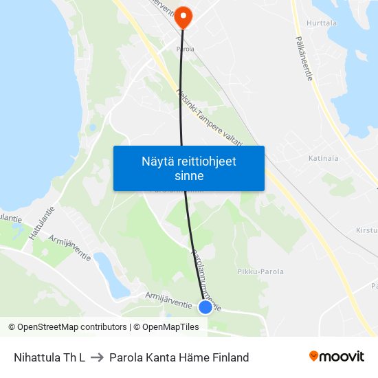 Nihattula Th L to Parola Kanta Häme Finland map