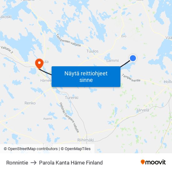 Ronnintie to Parola Kanta Häme Finland map