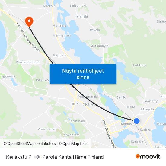 Keilakatu P to Parola Kanta Häme Finland map