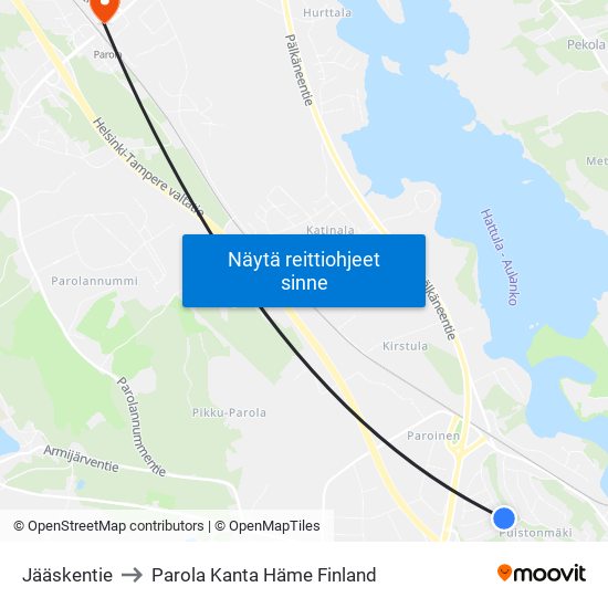 Jääskentie to Parola Kanta Häme Finland map