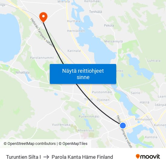 Turuntien Silta I to Parola Kanta Häme Finland map